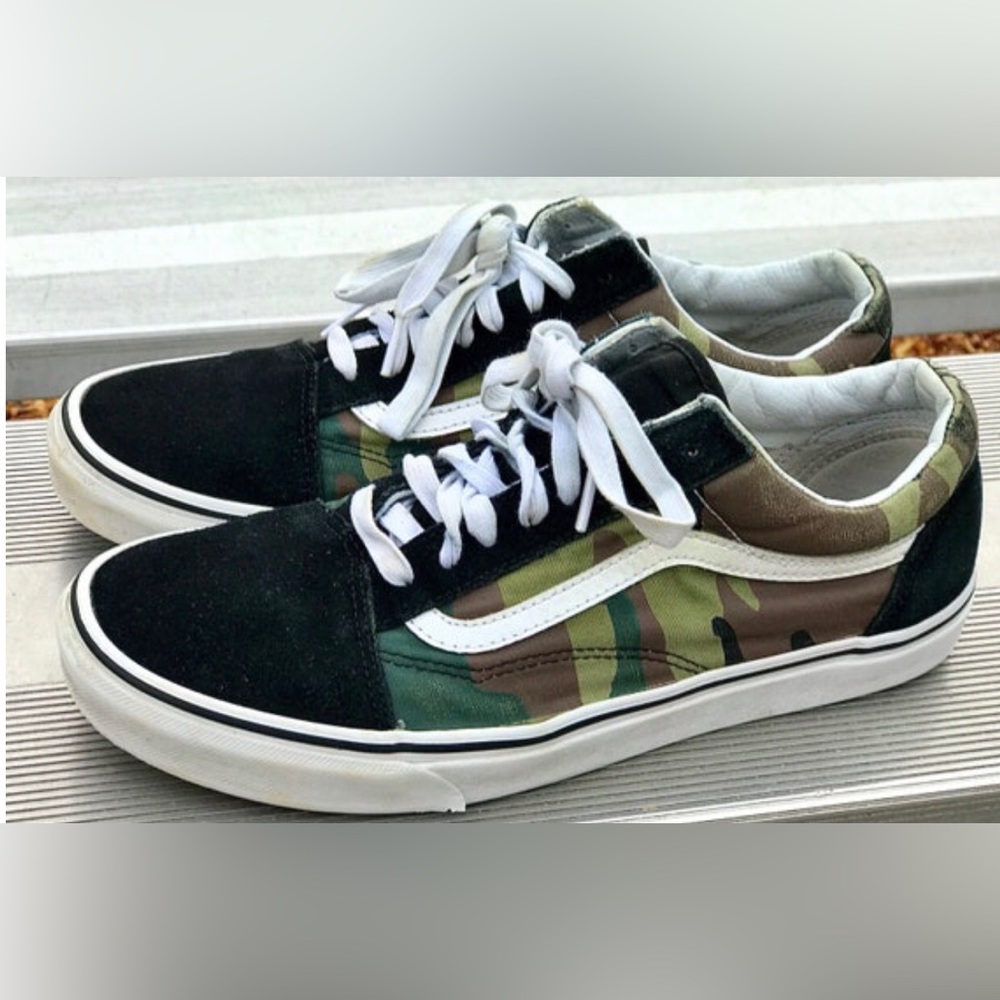 1990s Y2K Vintage Men's 11 Woodland Camo VANS OLD SKOOL Skateboarding Sneakers